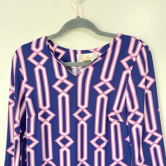 JB by Julie brown purple pink chevron stripe 3/4 sleeve Dress Size Small - Picture 6 of 8